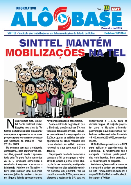 Sinttel mantÃ©m mobilizaÃ§Ãµes na Tel
