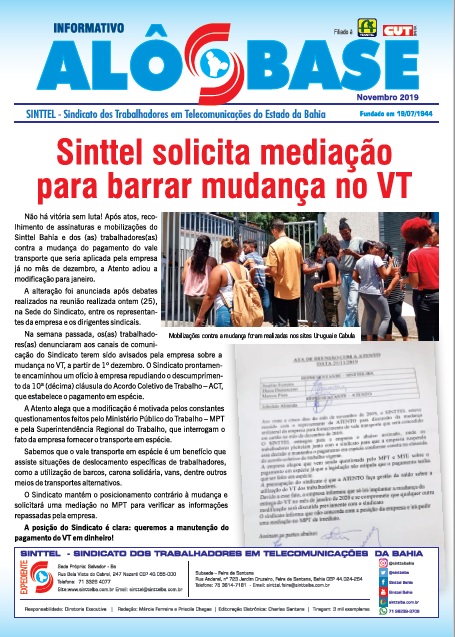 Sindicato solicita mediaÃ§Ã£o para barrar mudanÃ§a no VT na Atento