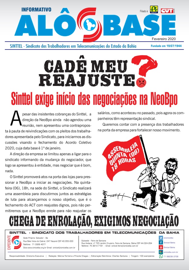 CadÃª meu reajuste? Sinttel exige inÃ­cio das negociaÃ§Ãµes na NeoBpo