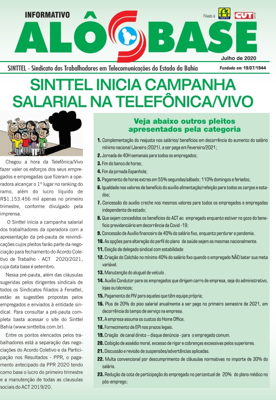 Sinttel inicia campanha salarial na TelefÃ´nica/Vivo