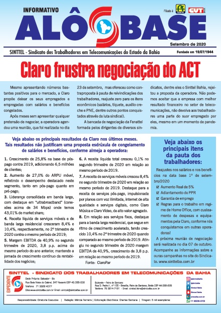 Claro frustra negociaÃ§Ã£o do Acordo Coletivo de Trabalho