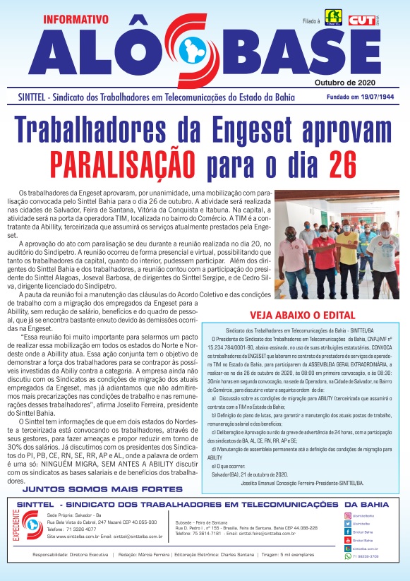 Trabalhadores da Engeset aprovam paralisaÃ§Ã£o para o dia 26