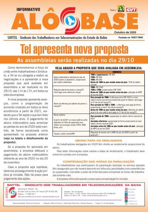 Tel apresenta nova proposta: As assembleias serÃ£o realizadas no dia 29/10