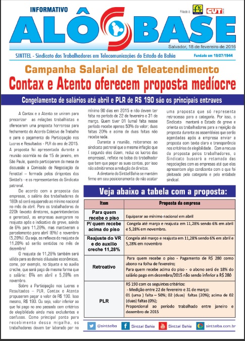 Contax e Atento oferecem proposta medÃ­ocre 