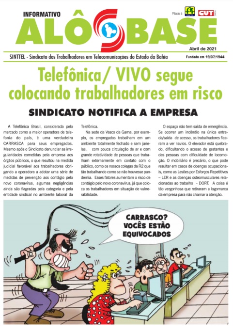 TelefÃ´nica/ VIVO segue colocando trabalhadores em risco