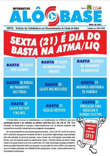 Sexta (21) Ã© dia do BASTA na ATMA/LIQ