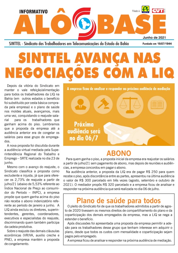 Sinttel avanÃ§a nas negociaÃ§Ãµes com a LIQ