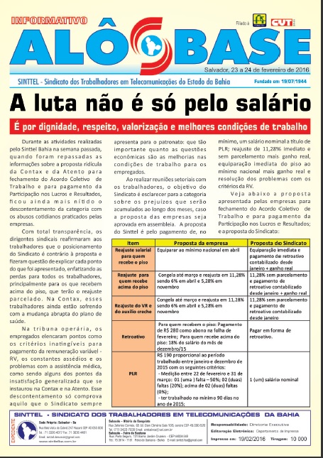 Contax e Atento: a luta nÃ£o Ã© sÃ³ pelo  salÃ¡rio