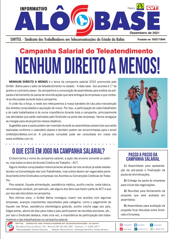 Campanha Salarial do Teleatendimento: Nenhum Direito a Menos!