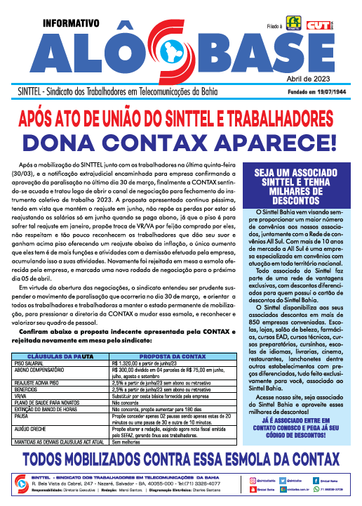 INFORMATIVO: APÃ“S ATO DE UNIÃƒO DO SINTTEL E TRABALHADORES  DONA CONTAX APARECE!