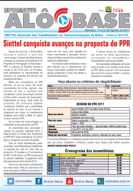 Sinttel conquista avanÃ§os da proposta do PPR da Rede Conecta