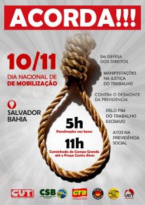 10/12: Dia de MobilizaÃ§Ã£o Nacional contra a reforma trabalhista