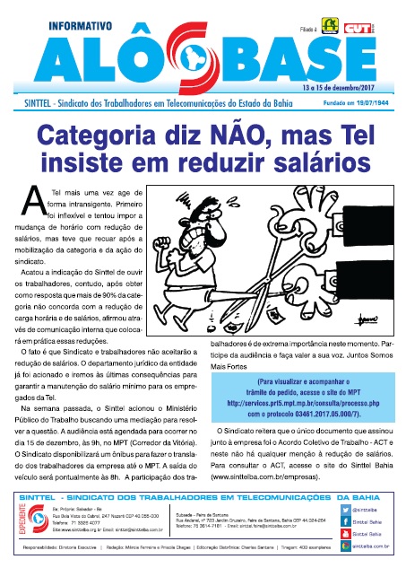 Tel: AudiÃªncia com o MPT serÃ¡ realizada na sexta (15), Ã s 9h