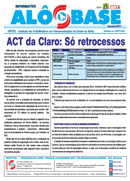 ACT da Claro: SÃ³ retrocessos 