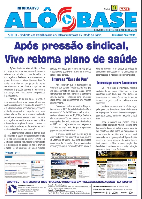 ApÃ³s pressÃ£o sindical, Vivo retoma plano de saÃºde