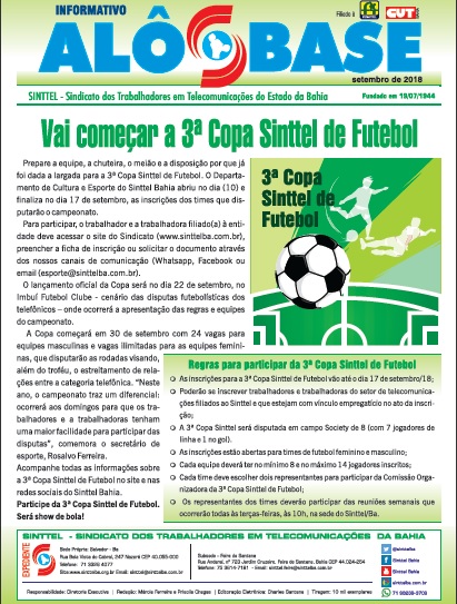 Abertas inscriÃ§Ãµes para a 3Âª Copa Sinttel de Futebol