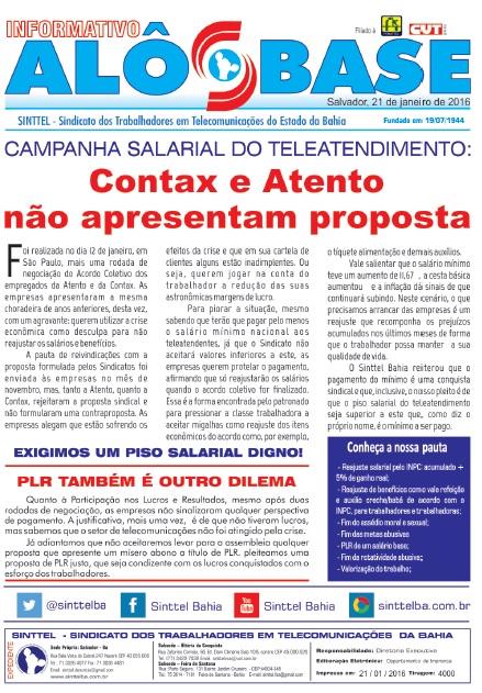 Campanha Nacional de Teleatendimento: Contax e Atento nÃ£o apresentam proposta